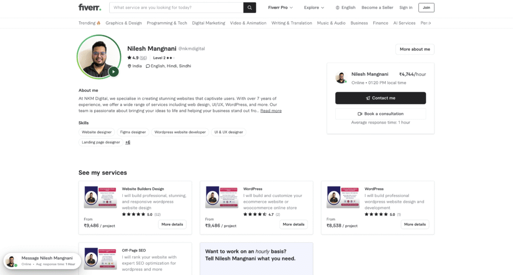 Nilesh Kumar Mangnani Fiverr Profile