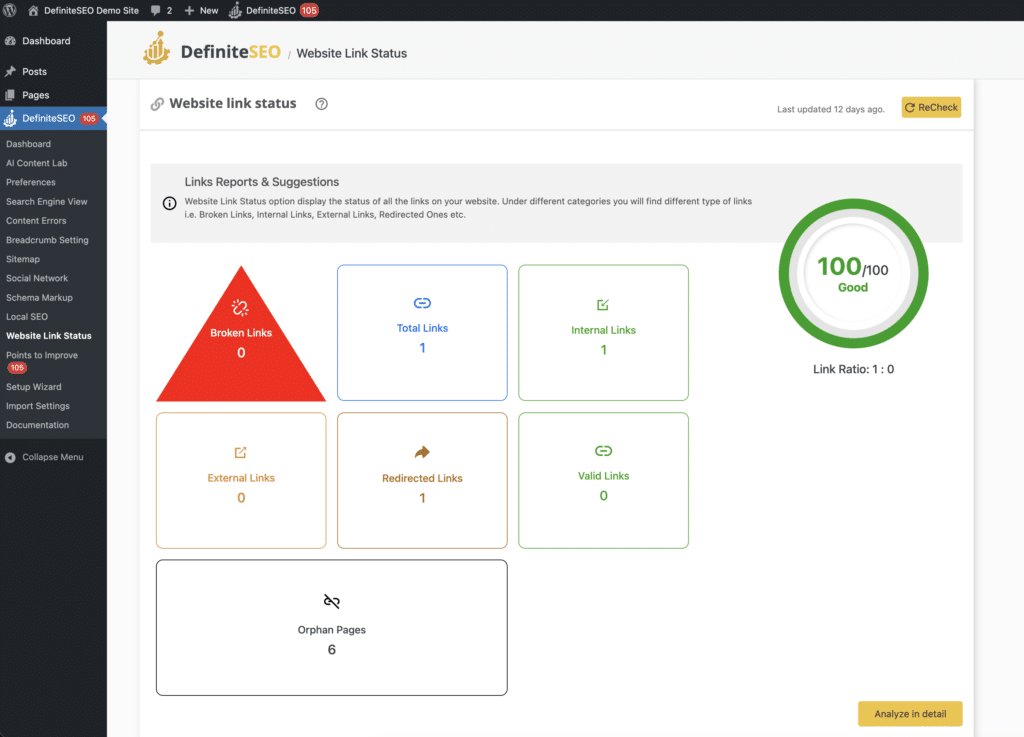 DefiniteSEO - Website Link Health Dashboard
